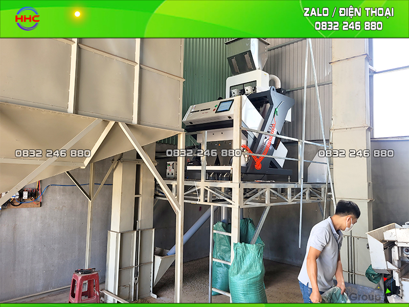 Máy Bắn Màu Cà Phê 2 Máng HHC 3 may ban mau ca phe 2mang